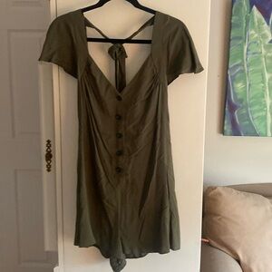 Green Sweetheart romper button up